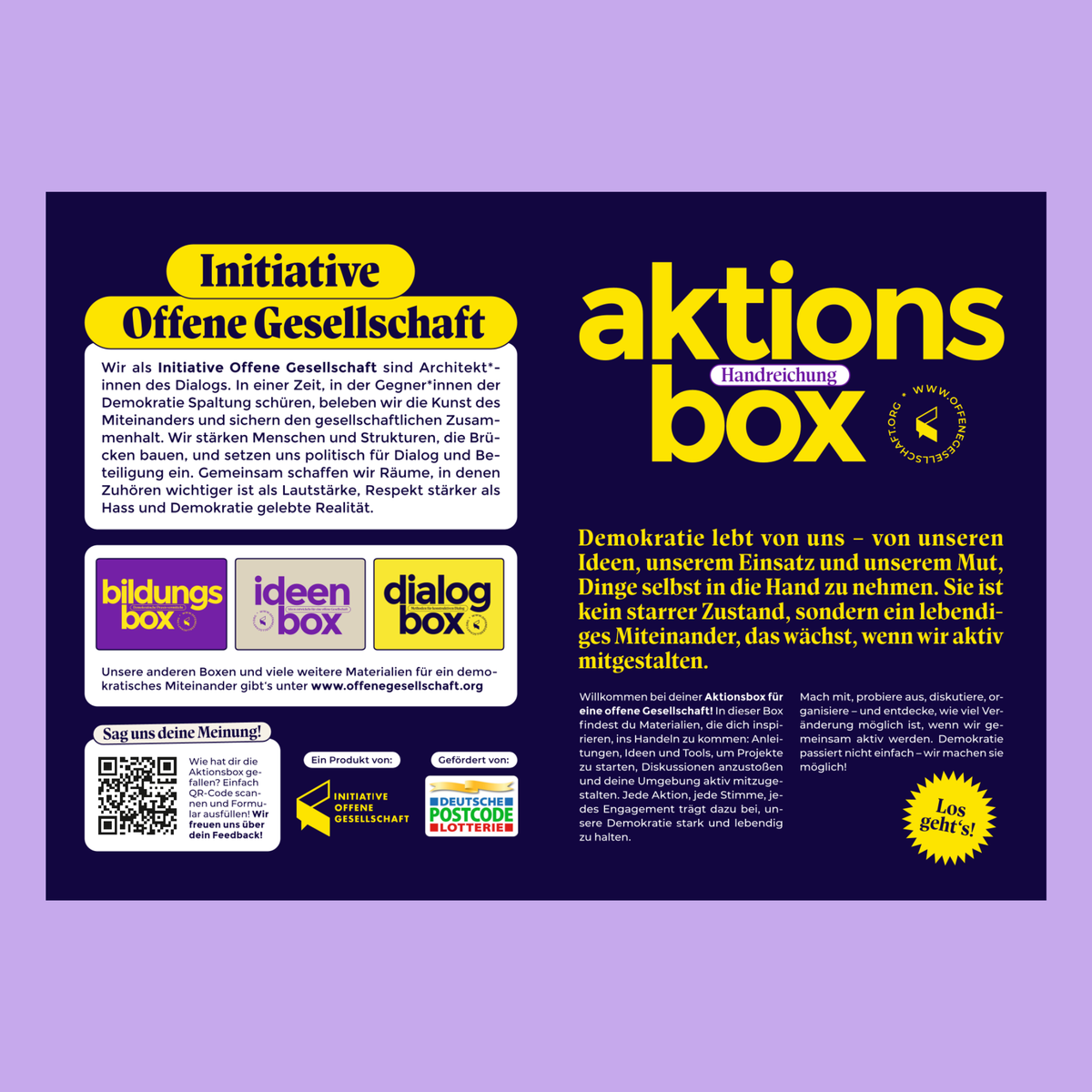 Die Aktionsbox: Für alle, die nicht warten wollen, bis andere handeln.